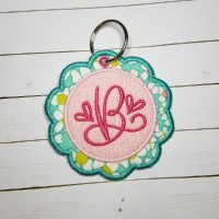 ITH Backpack Tag Round Scallop Embroidery Design